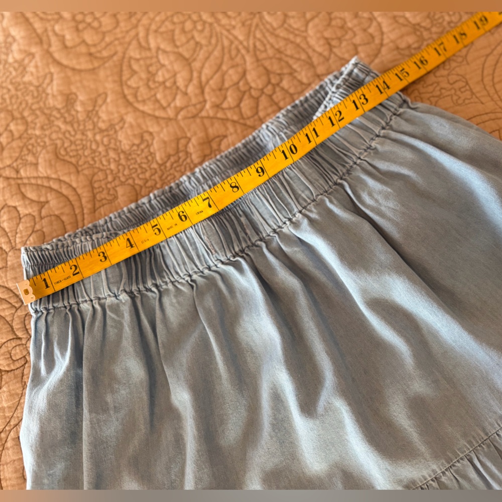 Tronjori Light Blue Chambray Denim Tiered Ankle Maxi Western Prairie Skirt, M - Picture 7 of 13